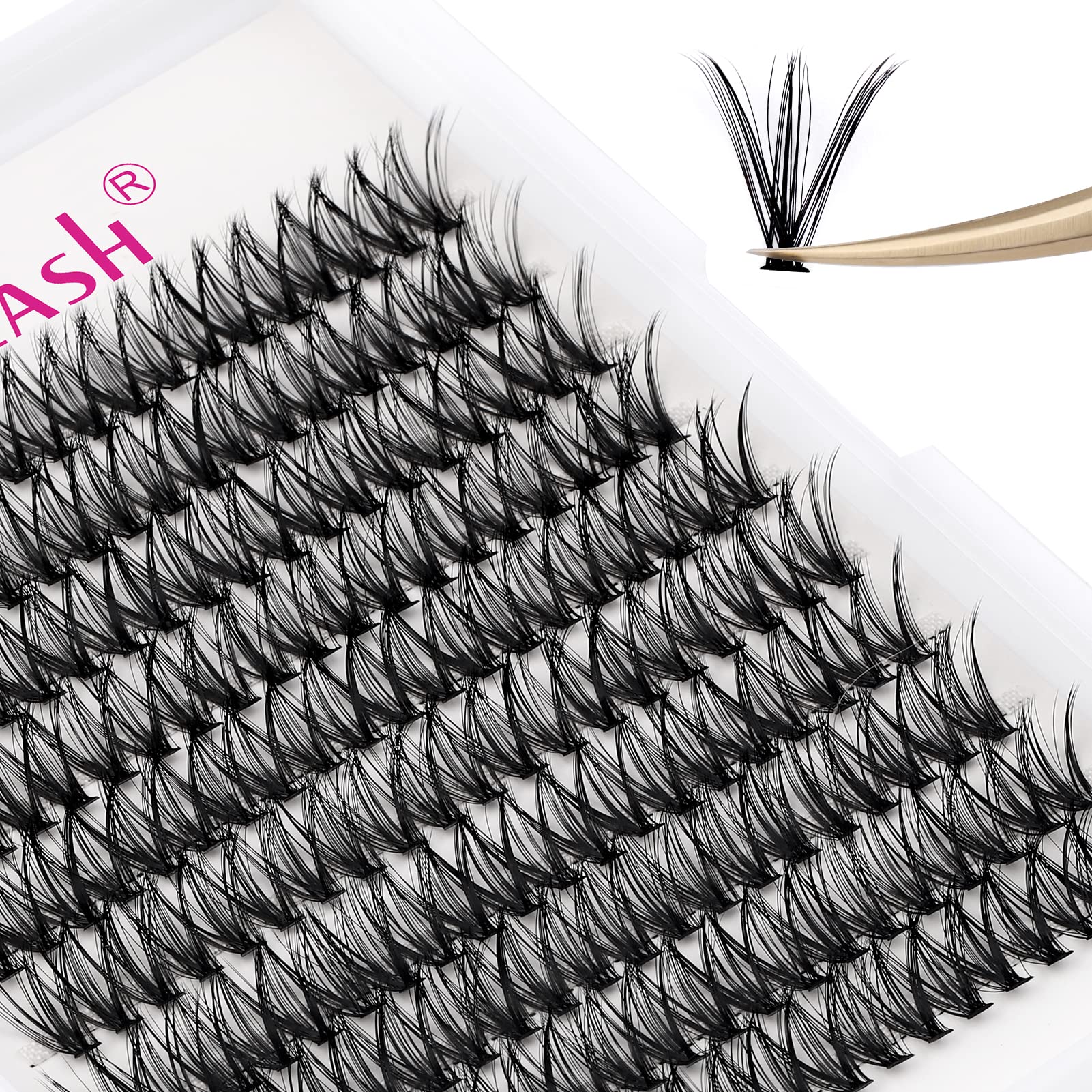 FADLASH DIY Lash Extension Kit Individual Lashes Clusters30P+40P D Curl 8-16mm Lash Bond and Seal, Clusters Lash Glue Remover and Eyelash Tweezers for Eyelash Extensions