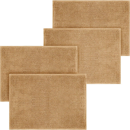 Bath Mat Non Slip Anti Mould 40 x 60 cm – Grey Chenille Bathroom Mat Extra Soft & Fluffy Bathmat Machine Washable Super Water Absorption Shower Mat