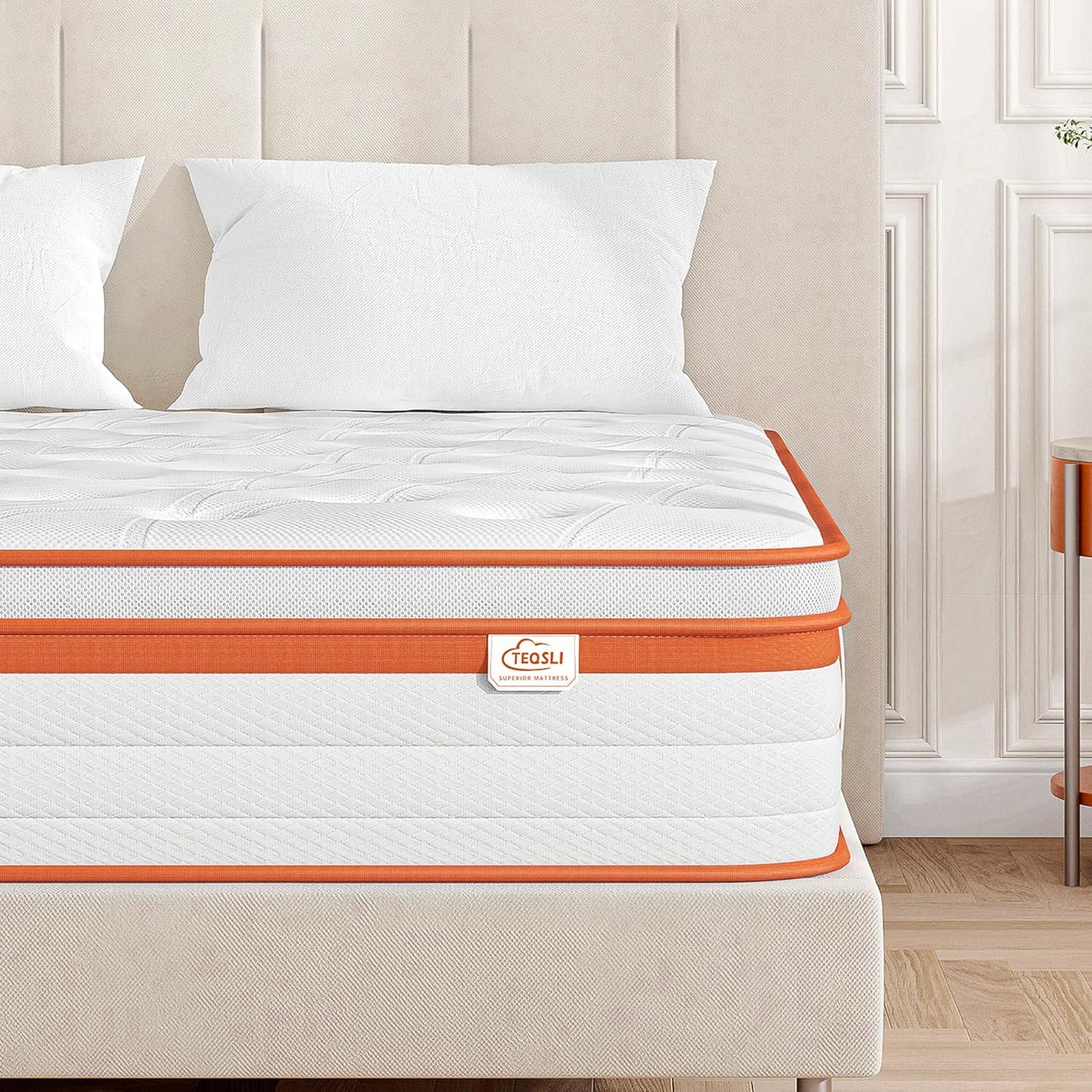 TeQsli Single Mattress 3FT, 10 Inch Gel Memory Foam 7 Zone Orthopedic Single Mattress Pocket Sprungs Wave Foam Hybrid - Medium Firm Motion - Isolation 90x190x25 cm