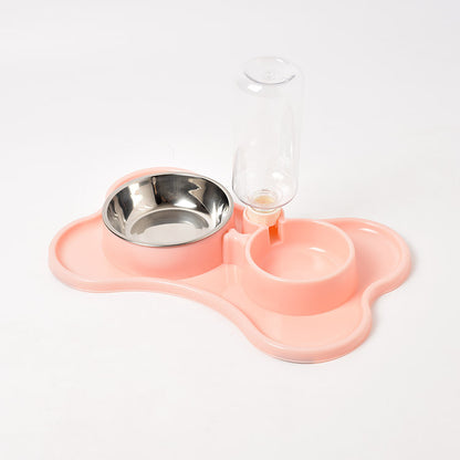 Pet Supplies Dog Automatic Drinking Water Double Bowl Dog Double Bowl Pet Food Bowl Teddy Law Bucket Pet Bowl
