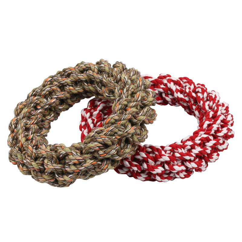 TUGME Pet Cotton Rope Knot Toy Dog Wear-Resistant Toy Dog Interactive Circle