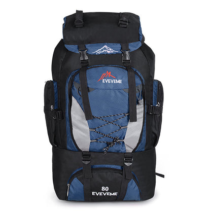 80L Extra Large Hiking Camping Backpack Rucksack Waterproof Travel Luggage Bag Blue