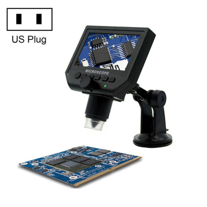 G600 600X 3.6MP 4.3 inch HD LCD Display USB Charging Portable Digital Microscope with LED Light, Support Micro SD Card(64GB Max), US Plug, AC 100-240V, US Plug