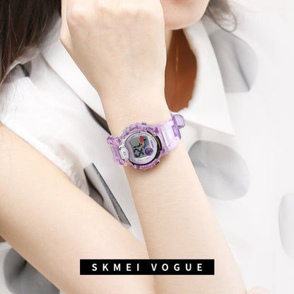SKMEI 1450 Women Transparent Digital Watch 50m Waterproof Sports Watch with LED Light