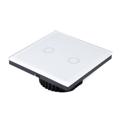 86mm 2 Gang Tempered Glass Panel Wall Switch Smart Home Light Touch Switch with RF433 Remote Controller, AC 110V-240V, 86mm 2 Gang/Black