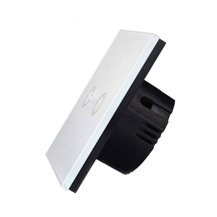 86mm 2 Gang Tempered Glass Panel Wall Switch Smart Home Light Touch Switch with RF433 Remote Controller, AC 110V-240V, 86mm 2 Gang/Black