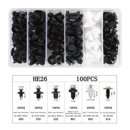 100 in 1 Universal Car Plastic Fasteners Rivet Clips Set, 100 PCS