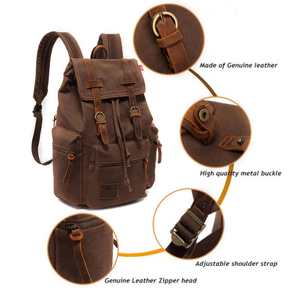 AUGUR 1039 Men Retro Canvas Backpack Shoulders Laptop Bag, 1039