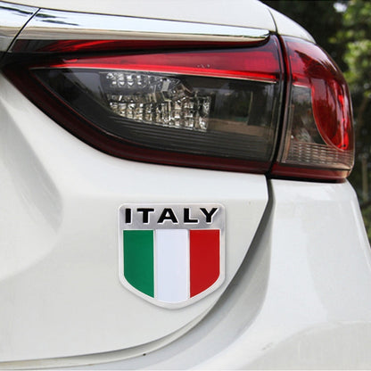 Shield Shape Metal Car Badge Decorative Sticker, Size: Small, French Flag, Italy Flag 2