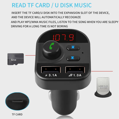 805E Dual USB Charging Bluetooth FM Transmitter MP3 Music Player Car Kit, Support Hands-Free Call  & Read TF Card / U Disk Music, 805E