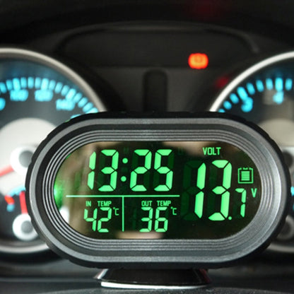 VST-7009V 4 In 1 Digital Car Thermometer Voltage Meter Luminous Clock Tester Detector LCD Monitor Back light, 4 In 1 Thermometer Voltage Meter
