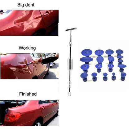 19 in 1 Auto Repair Body Tool Kit Paintless Dent Repair Hail Removal Silver T Bar Slide Hammer Dent Repair Tool Kit, 19 PCS Silver T Bar