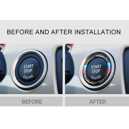 Car Carbon Fiber Soft Panel Engine Start Key Push Button Ring Trim Decorative Sticker for BMW E90 / E92 / E93  2005-2012, Soft  Ring Trim Decorative Sticker