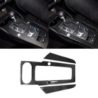 3 PCS Car Carbon Fiber Gear Panel Decorative Sticker for Audi A3, Left Driving, Gear Panel, Left Driving