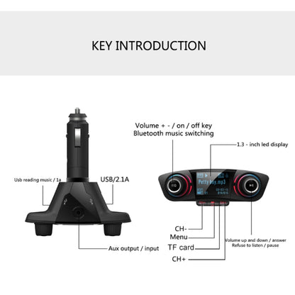 BT06 Dual USB Charging Smart Bluetooth 4.0 + EDR FM Transmitter MP3 Music Player Car Kit with 1.3 inch LED Screen, Support Bluetooth Call, TF Card & U Disk, BT06