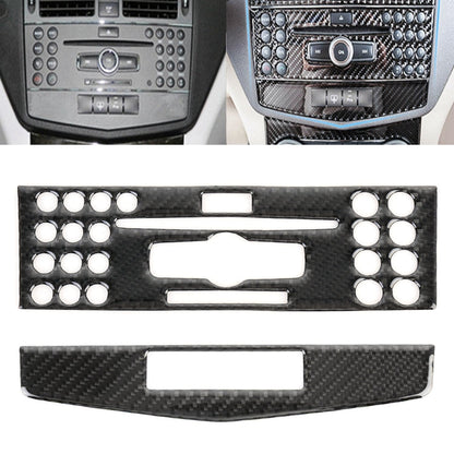 2 PCS Car CD Adjustment Frame Carbon Fiber Decorative Sticker for Mercedes-Benz W204 2007-2010, CD Adjustment Frame (B)