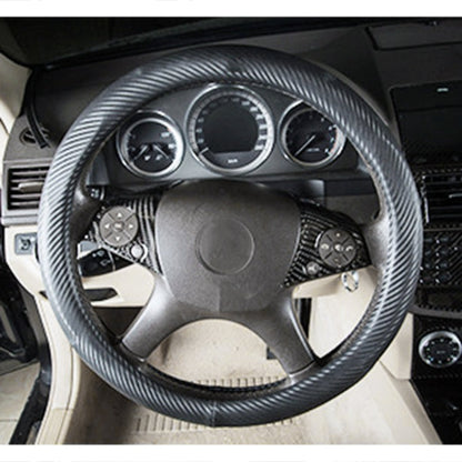 2 PCS Car Steering Wheel Button Carbon Fiber Decorative Sticker for Mercedes-Benz W204 2007-2010, Steering Wheel Button