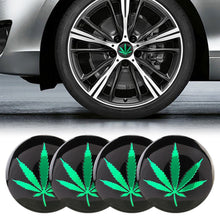 4 PCS Car-Styling Green Leaves Pattern Metal Wheel Hub Decorative Sticker, Diameter: 5.8cm, Green Leaves