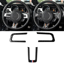 Car USA Color Carbon Fiber Steering Wheel Decorative Sticker for Ford Mustang 2015-2017, Steering Wheel
