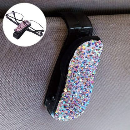 Car Mixed Color Diamond Mounted Glasses Bill Clip Holder
