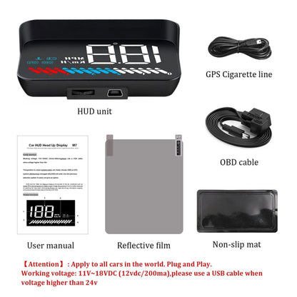 M7 3.5 inch Universal Car OBD2 + GPS HUD Vehicle-mounted Head Up Display Fuel Consumption, M7