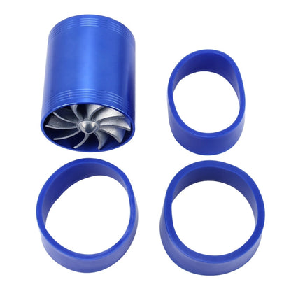 F1-Z Car Stainless Universal Supercharger Dual Double Turbine Air Intake Fuel Saver Turbo Turboing Charger Fan Set kit, Double Side(Blue), Double Side(Black), Double Side(Red), Double Side(Silver)