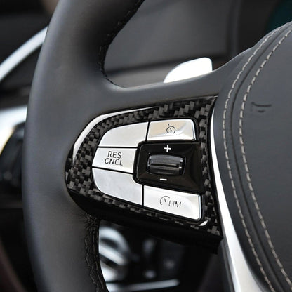 Car Carbon Fiber Steering Wheel Button Configuration B Decorative Sticker for BMW 5 Series G30/G38 X3 G01/G08, Steering Wheel Button