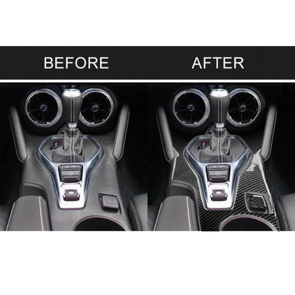 2 in 1 Car Carbon Fiber Central Control Gear Outer Frame Decorative Sticker for Chevrolet Camaro 2017-2019, Central Control Gear Outer Frame