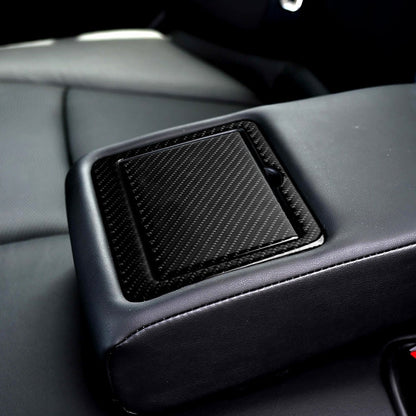 2 PCS Car Carbon Fiber Rear Water Cup Holder Panel Decorative Sticker for Infiniti Q50 / Q60 2014-2020, Rear Water Cup Holder Panel