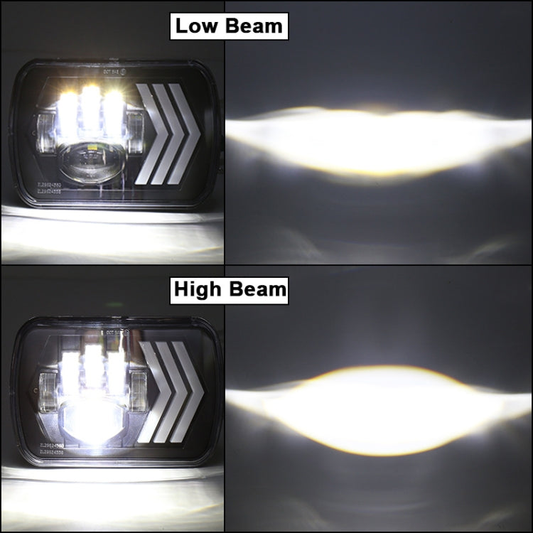 2 PCS 5X7 inch Car Modified Red Background LED Square Headlamp for Jeep Wrangler, For Jeep Wrangler(5X7 inch)
