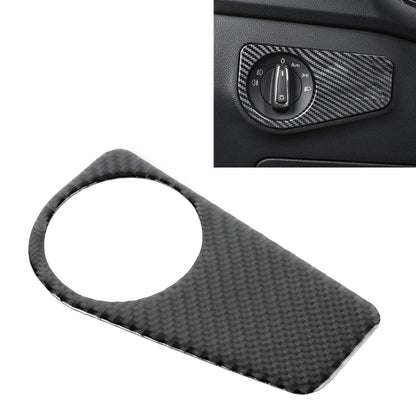 Car Carbon Fiber Headlight Switch Panel Decorative Sticker for Volkswagen Tiguan L 2019-2021, Low Configuration, Headlight Switch, Low Configuration