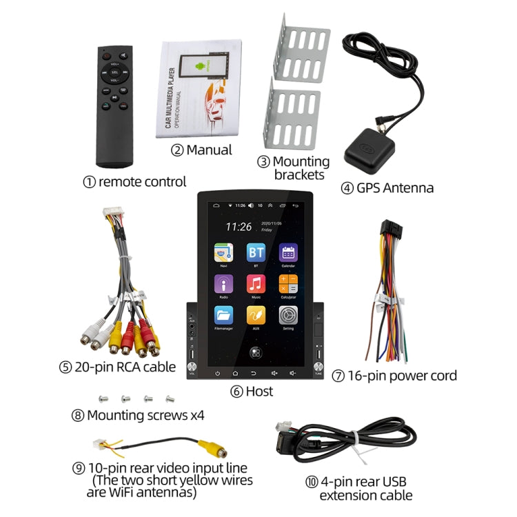 D110 Car Android Navigation Machine Support Mobile Phone Interconnection / Steering Wheel Control, 2GB+64GB, D110 10.1-Inch