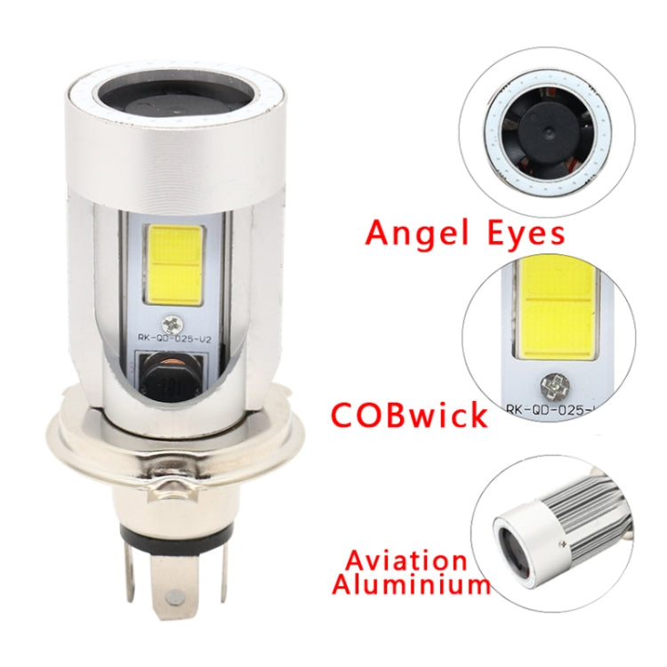 H4 DC12-80V / 20W / 6000K / 2000LM Motorcycle Headlight with Angel Eyes, H4 (Red), H4 (Blue)