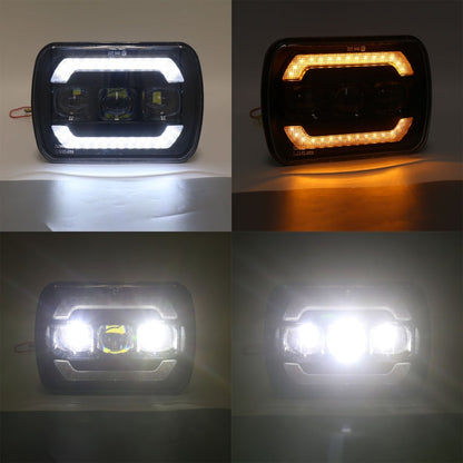 2073S 1 Pair 7 inch Car Square Headlight Work Light, 2073S