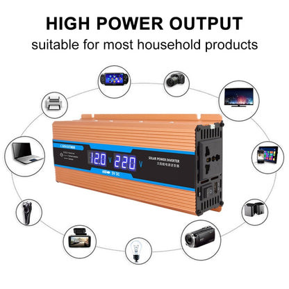 Carmaer 12V to 220V 1200W Car Multi-function Double Digital Display Inverter Household Power Converter, 12V to 220V 1200W