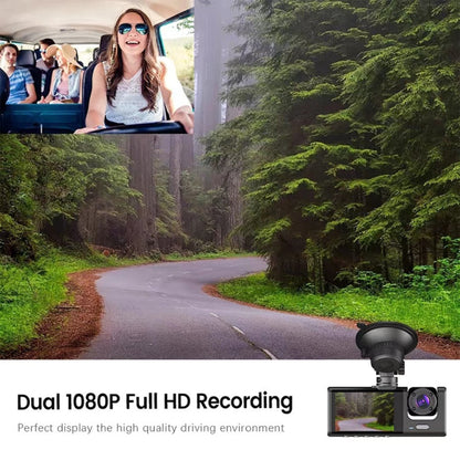 A1 3-lens Video HD Night Vision Car Driving Recorder, with Rear View Camera, A1
