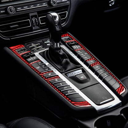 Car Carbon Fiber Gear Button Frame Decorative Sticker for Porsche Macan 2014-2021, Left and Right Drive Universal, Gear Button