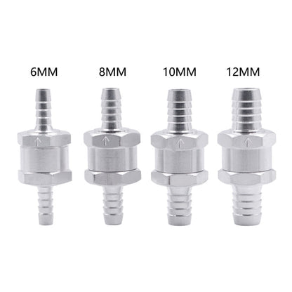 Car 6mm Aluminium Alloy Fuel Petrol One Way Non Return Check Valve, 6mm Silver