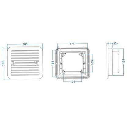 12V White Air Vent with Fan RV Trailer Caravan Gale Side Air Ventilation, A0672-02