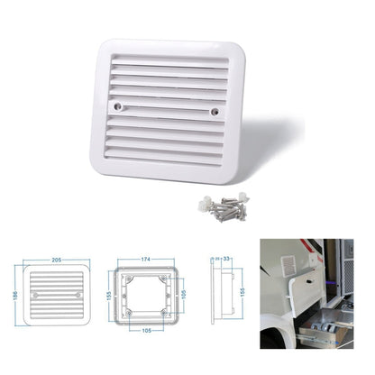 12V White Air Vent with Fan RV Trailer Caravan Mute Side Air Ventilation, A0672-01