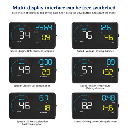A9 5.5 inch Universal Car OBD2 HUD Vehicle-mounted Head Up Display, A9(Blue)