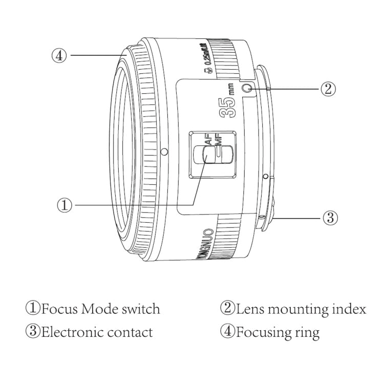 YONGNUO YN35MM F2N 1:2 AF/MF Wide-Angle Fixed/Prime Auto Focus Lens for Nikon DSLR Cameras, YN35MM F2N