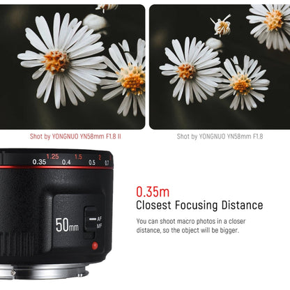 YONGNUO YN50MM F1.8C II F1.8 Auto Focus Lens for Canon EF Mount New Lens, YN50MM F1.8C II
