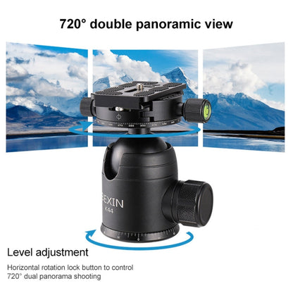 BEXIN RC334 Portable Collapsible Carbon Fiber Camera Tripod with K44 Panoramic BallHead, RC334+K44