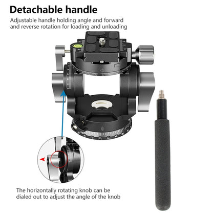 BEXIN DT-02R/S 2D 720 Degree Panorama Heavy Duty Tripod Action Fluid Drag Head with Quick Release Plate, DT-02R/S