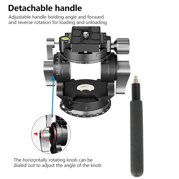 BEXIN DT-02S/S 2D 360 Degree Panorama Heavy Duty Tripod Action Fluid Drag Head with Quick Release Plate, DT-02S/S