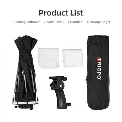 TRIOPO KS90 90cm Dome Speedlite Flash Octagon Parabolic Softbox Diffuser with Bracket Mount Handle for Speedlite, KS90
