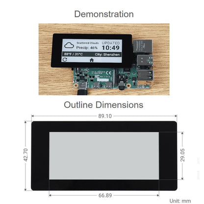 Waveshare 2.9 inch 296 x 128 Pixel 5-Points Capacitive Touch Black / White E-Paper E-Ink Display HAT for Raspberry Pi Pico, SPI Interface, 19967