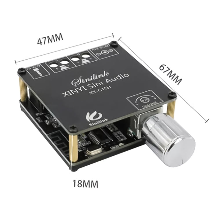XY-C15H 20W Dual Channel HIFI Bluetooth 5.0 Stereo Digital Audio Power Amplifier Board with Shell, with Shell