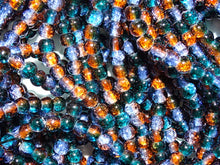 'Lapis'  3 Toned Crackle Glass Beads  6mm